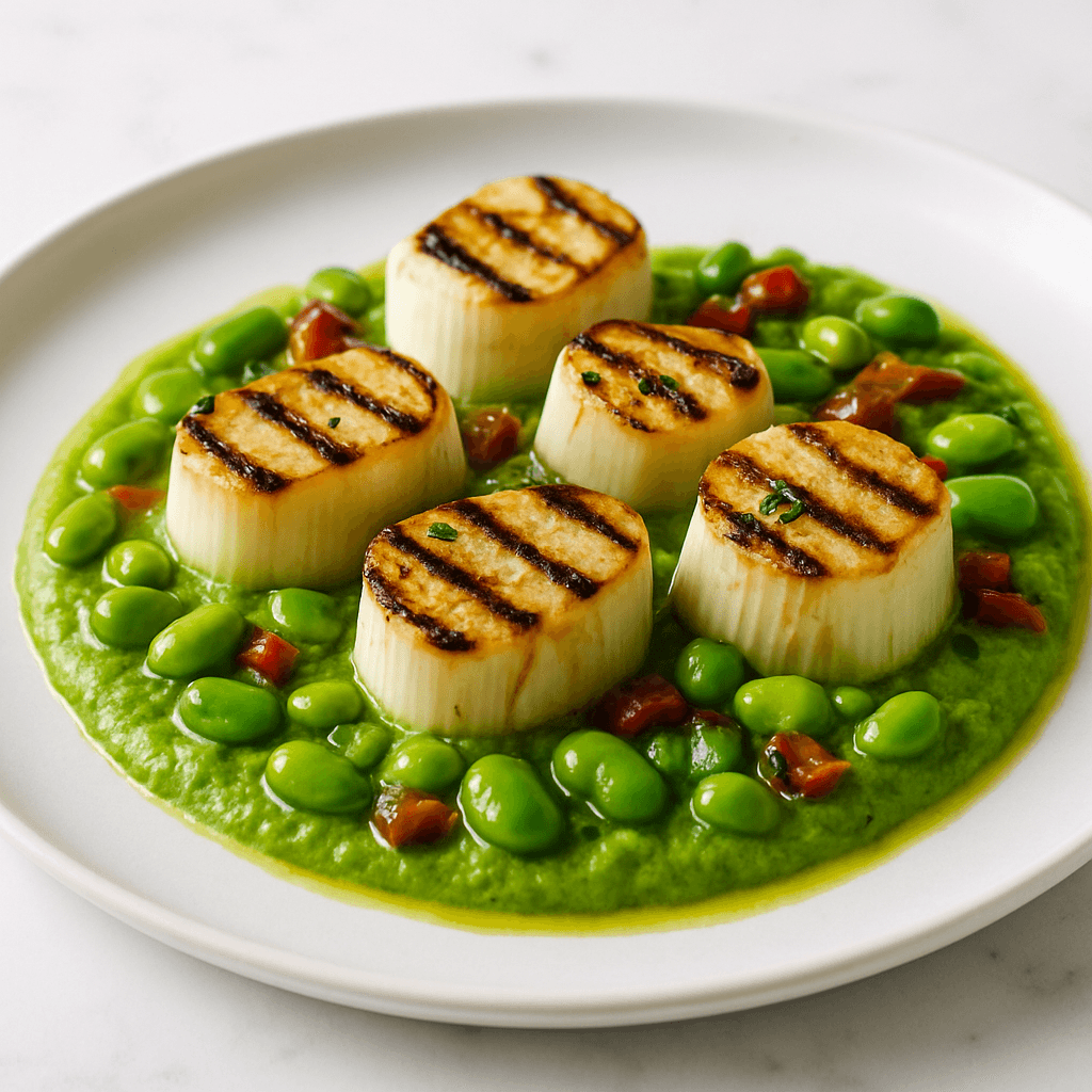 Grilled Heart of Palm with Fava Bean Emulsion