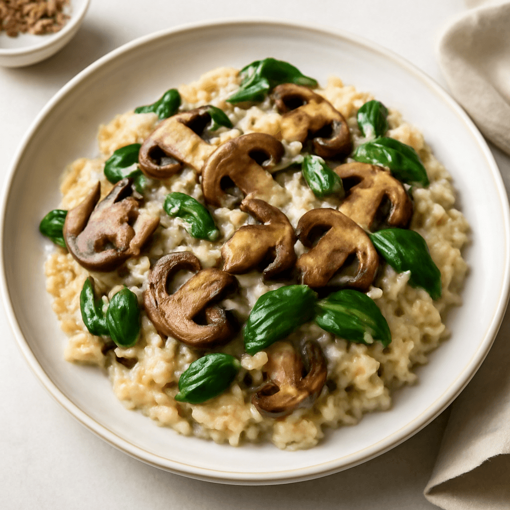 Vegetarian Mushroom and Spinach Risotto