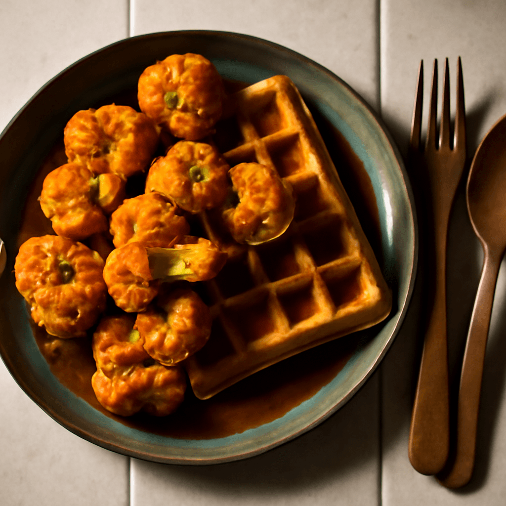 Crispy Cauliflower and Waffles with Maple Syrup