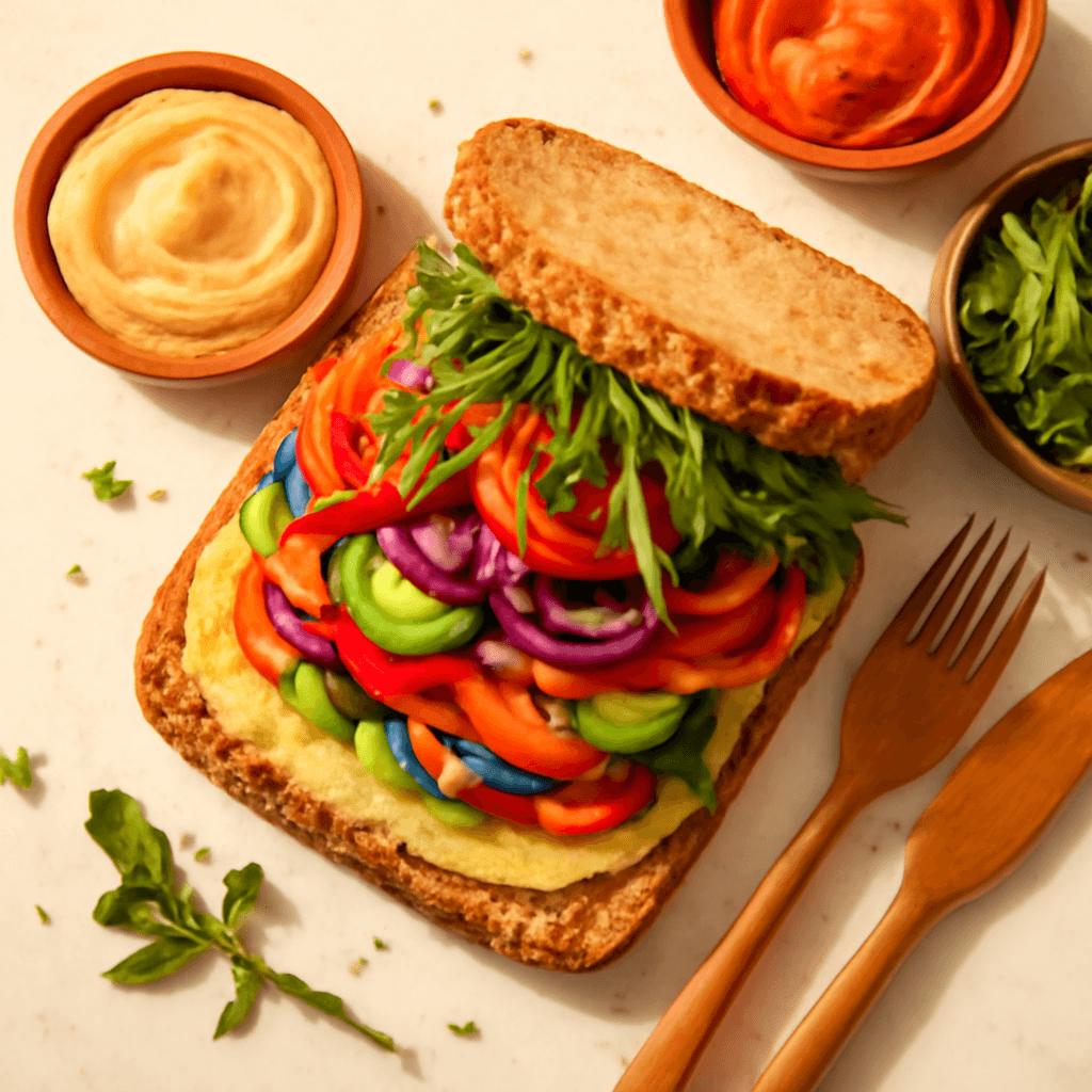 Vibrant Veggie and Hummus Sandwich